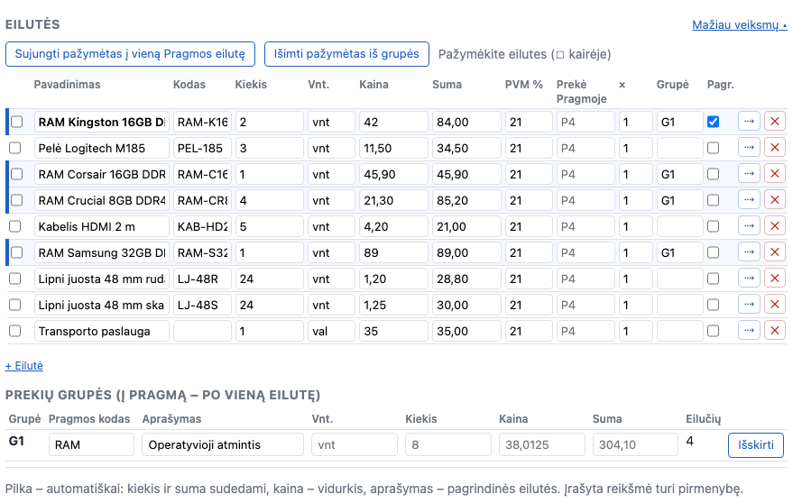 Sujungtos prekės